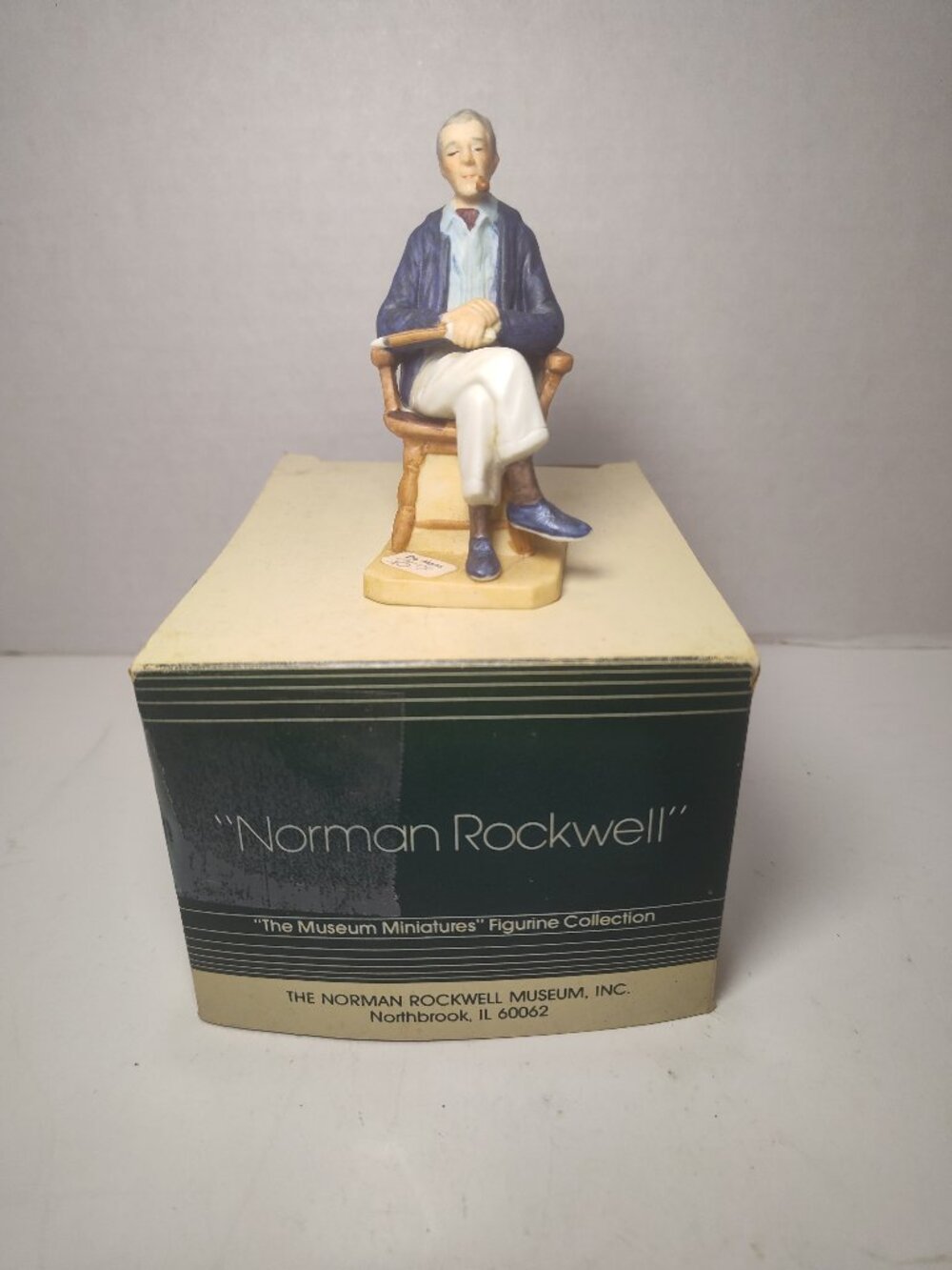 1983 Norman Rockwell Museum Miniatures Figurine Man With Pipe Original Box